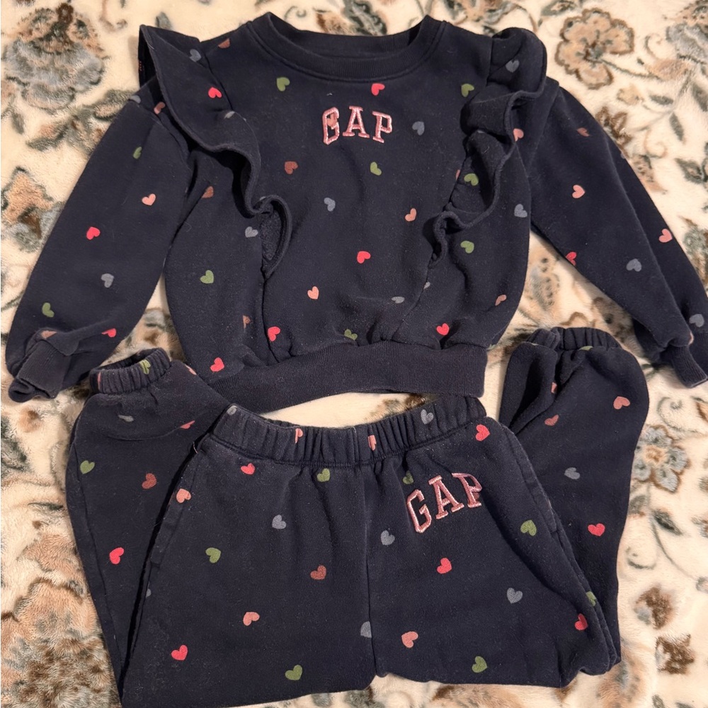 GAP Navy Sweatshirt with Pink Heart Accents